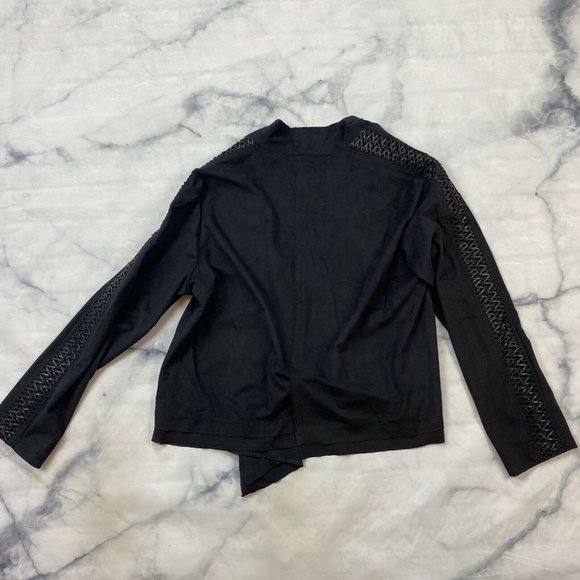 Lysse Inga Faux suede Jacket Plus Sizes 1X 2X 3X Black Moto Draped Blazer - Picture 4 of 8